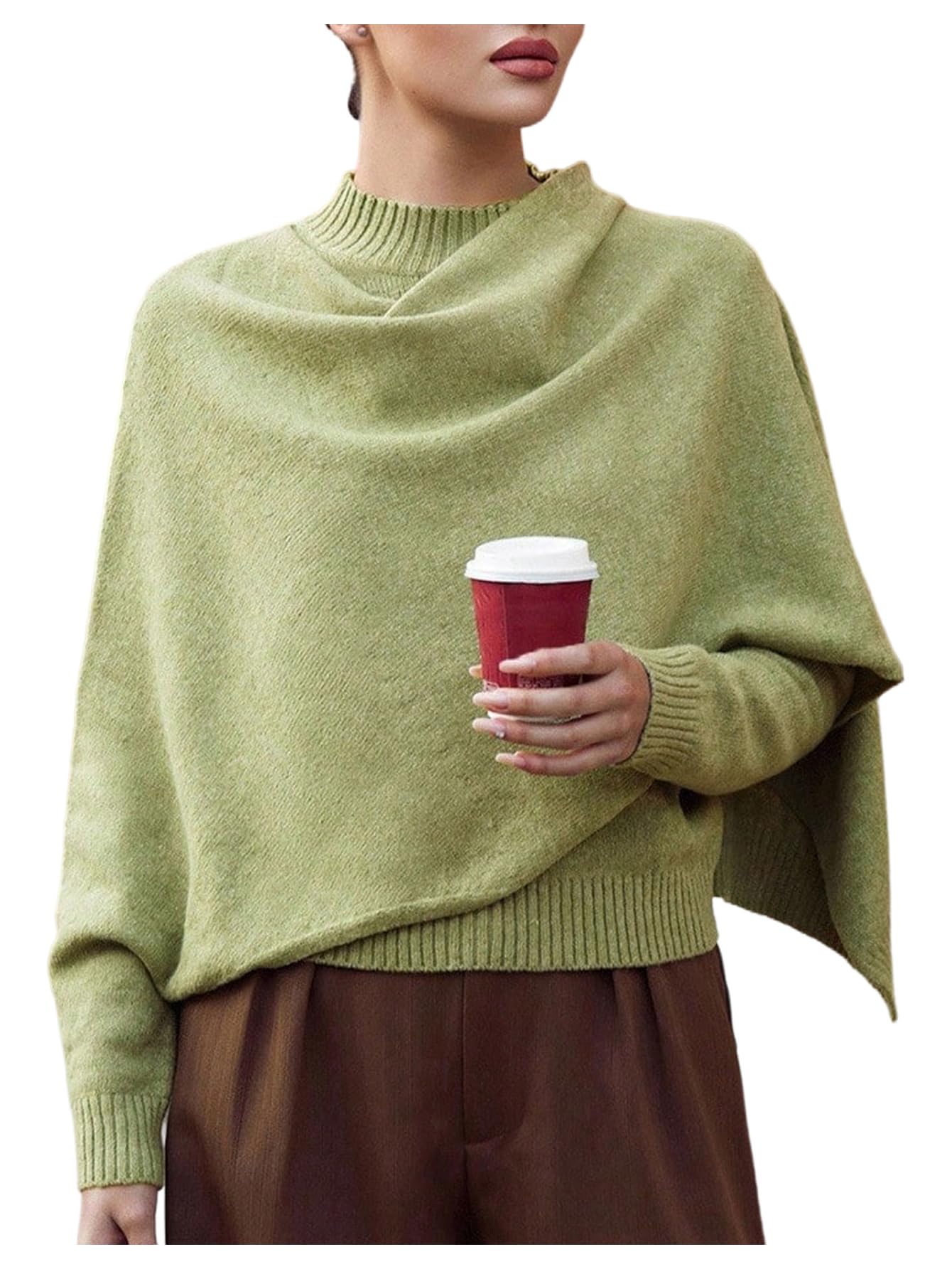 Verdusa Womens Dressy Sweaters Poncho Sweater Old Money Knit Pullover Tops Trendy Fall Outfits