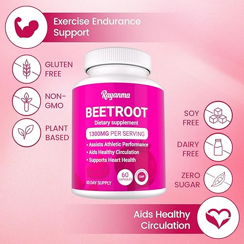 Miniatura 6 de Cápsulas de raíz de remolacha premium, suplemento de polvo de remolacha puro y natural, energía natural, resistencia y apoyo saludable para la