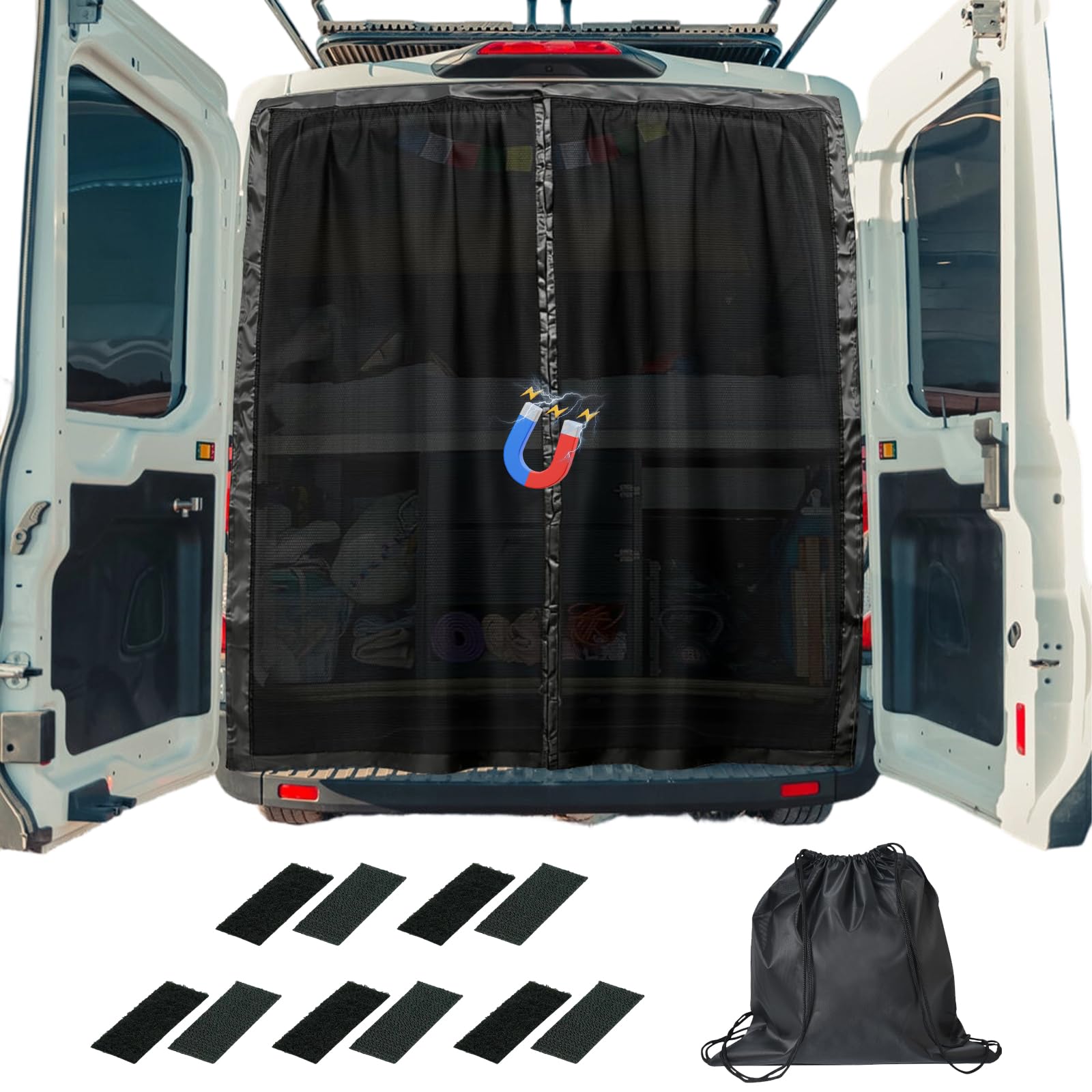Mallas magnéticas contra insectos para furgonetas puerta lateral, mosquitera para Mercedes-Benz Vito, Ford Transit Custom, Opel/Vauxhall Vivaro camping protección solar para coche (200x170cm)
