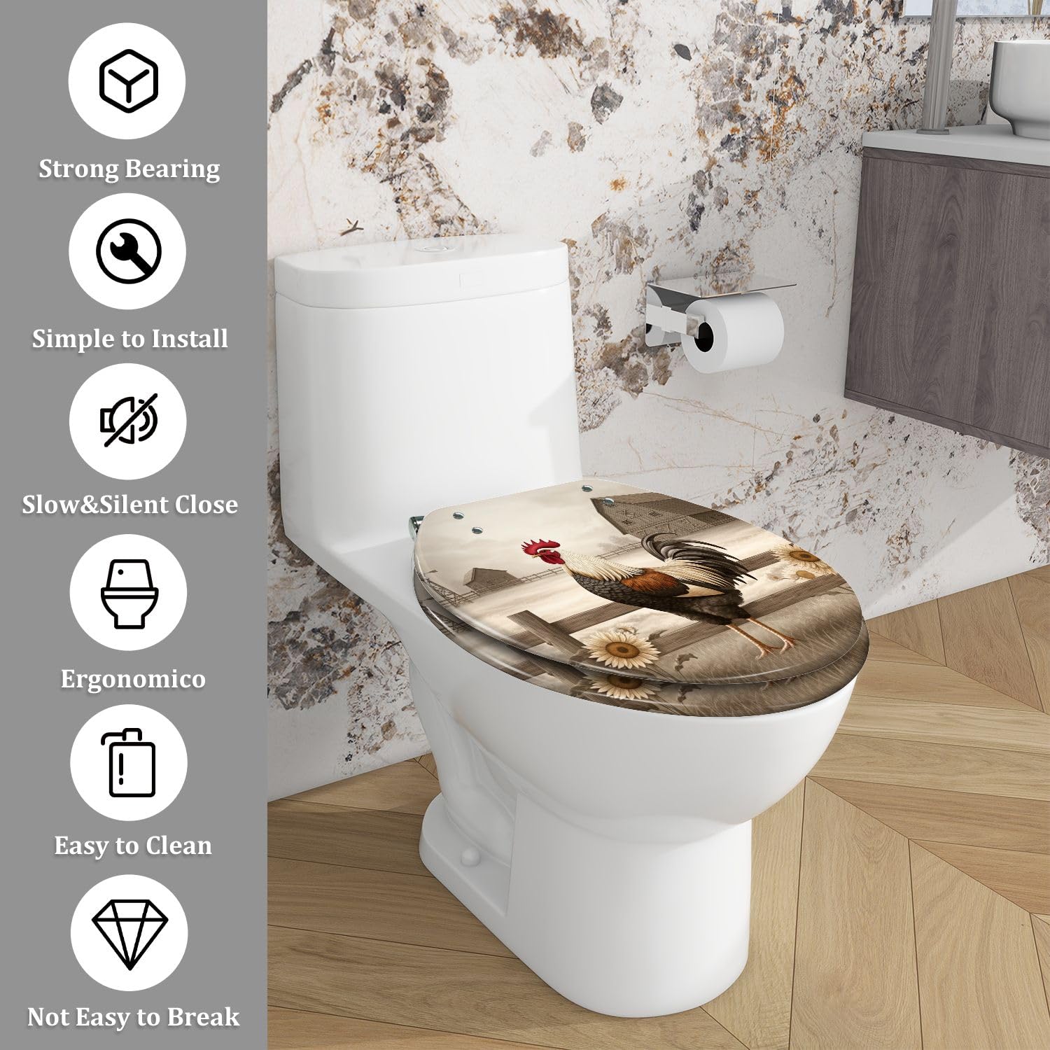 Asiento de inodoro alargado para baño