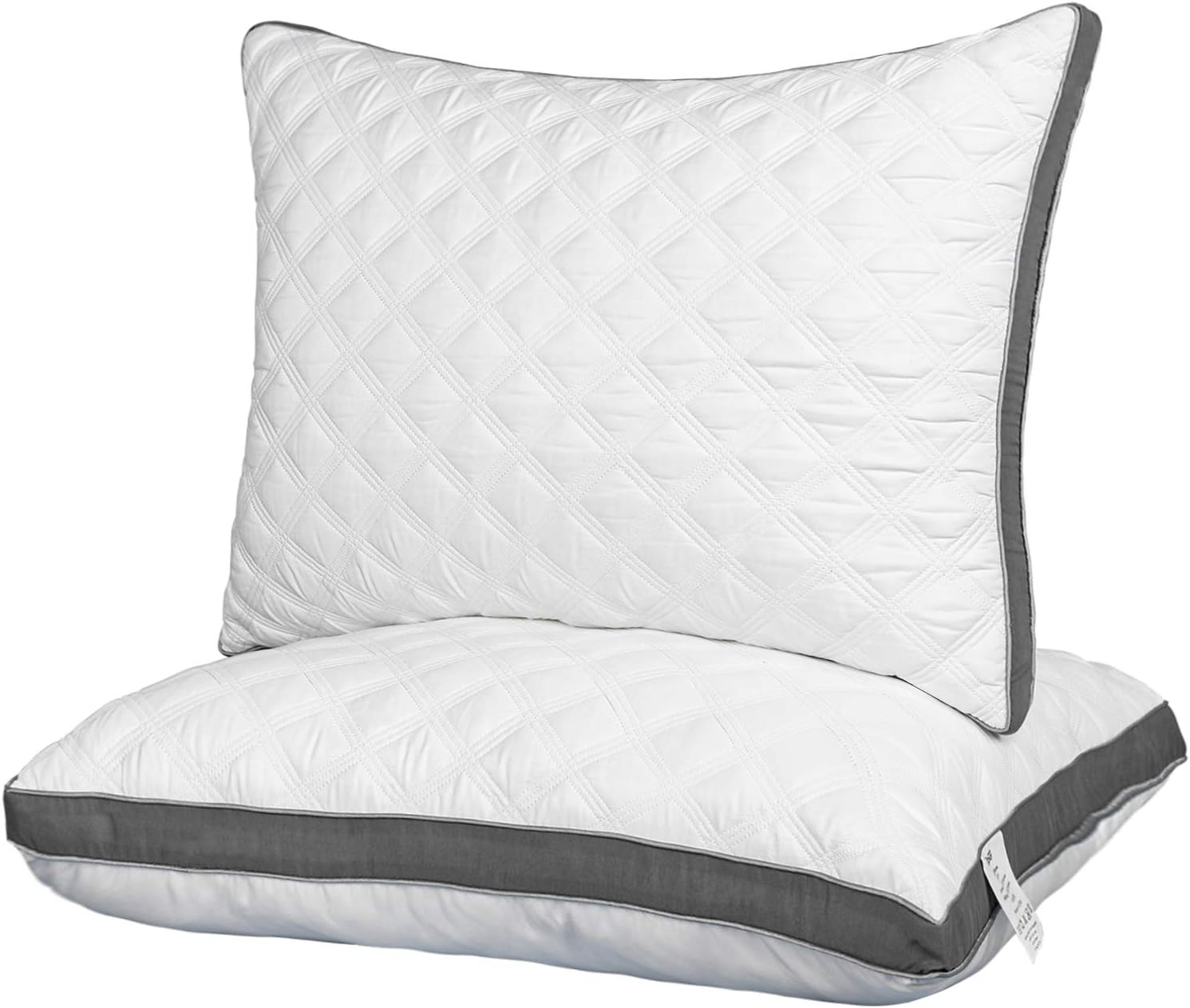 Lipo Premium Quilted Bed Pillows for Sleeping, Standard Pillows Set of 2, Luxurious Down Alternative Pillow for Side Sleepers, Cooling & Firm Pillow 20 x 26 Inch, White