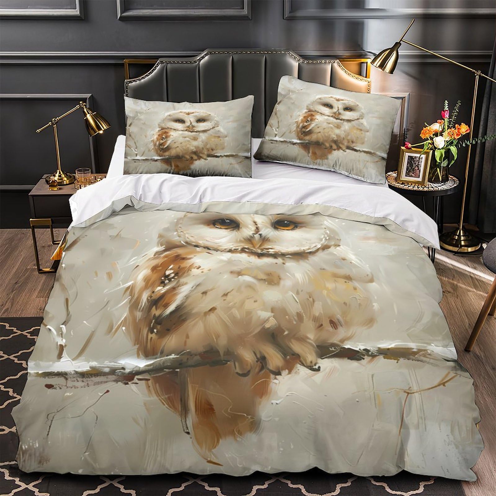 Linge de Lit Hibou 3D de Qualité Supérieure Housse Couette Microfibre Soft