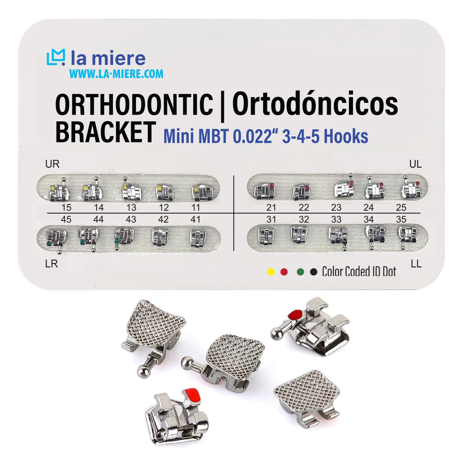 20PCS Teeth Model Braces, Typodont Brackets, 0.022 Slots 3-4-5 with Hooks 20pcs/Pack, (MBT, Mini) 1PK