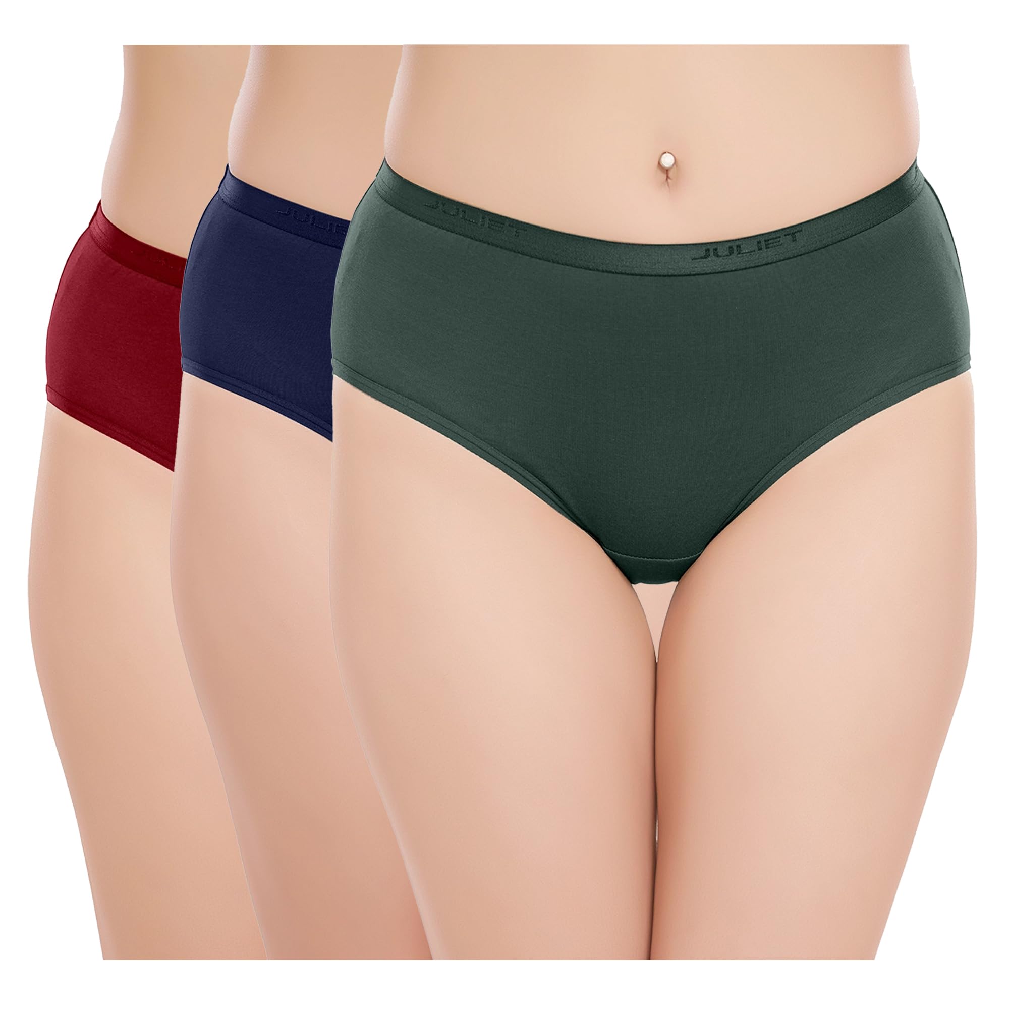 juliet Women's Cotton Plain Hipster Panties Pack of 3 SAVI-picture-43