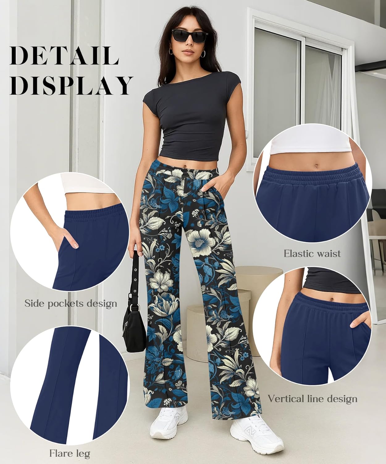 Women's High Waisted Flare Pants Stretchy Business Casual Holiday Trousers with Pockets for Women Trendy - Image 4