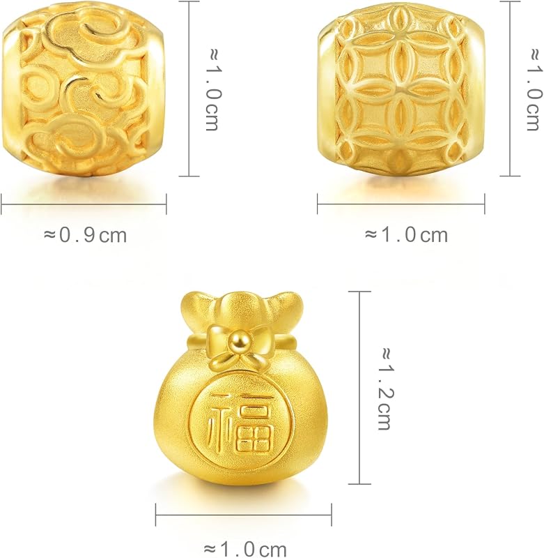 CHOW SANG 999 24K Gold Charme Auspicious – Charm trio bracelet set