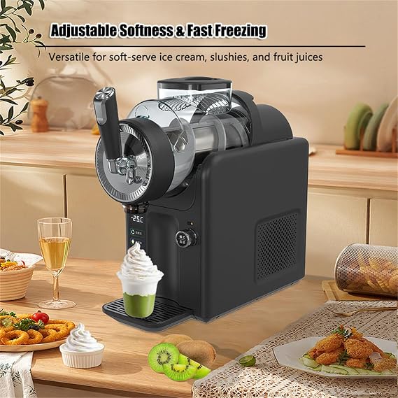 GAENZA Slush Machine & Ice Cream Maker Machine 2-IN-1, Soft Serve Ice Cream Maker Machine for Home & Business, No Ice Needed, Frozen Drink, Milk Shake, Milkshake, Cocktail, Self-Cleaning,Black