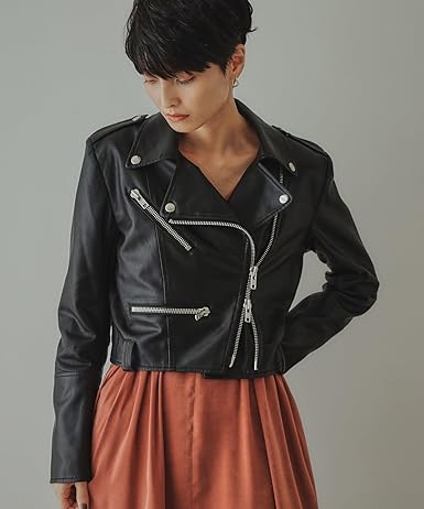 自由区【大草直子さん　着用】クリーム　ラムレザー ジャケット（美品） OPAQUE.CLIP レザージャケット ライダース 「大草直子さんコラボ