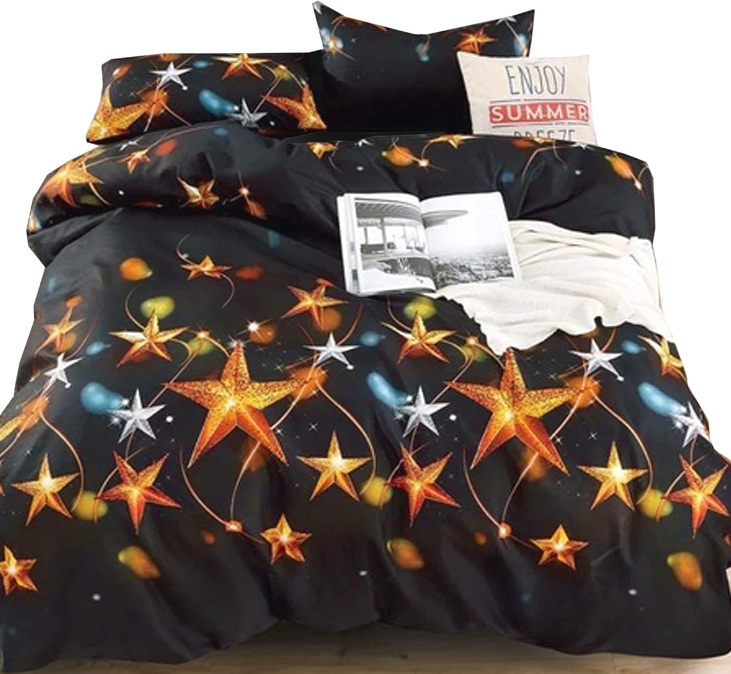 Essina King Duvet Cover Set – 3-Pcs Microfiber Duvet Cover with 2 Pillow Shams – Wrinkle-Resistant King Size Duvet Cover – Kids Bedding with Zipper Closure and 4 Corner Ties – Astral