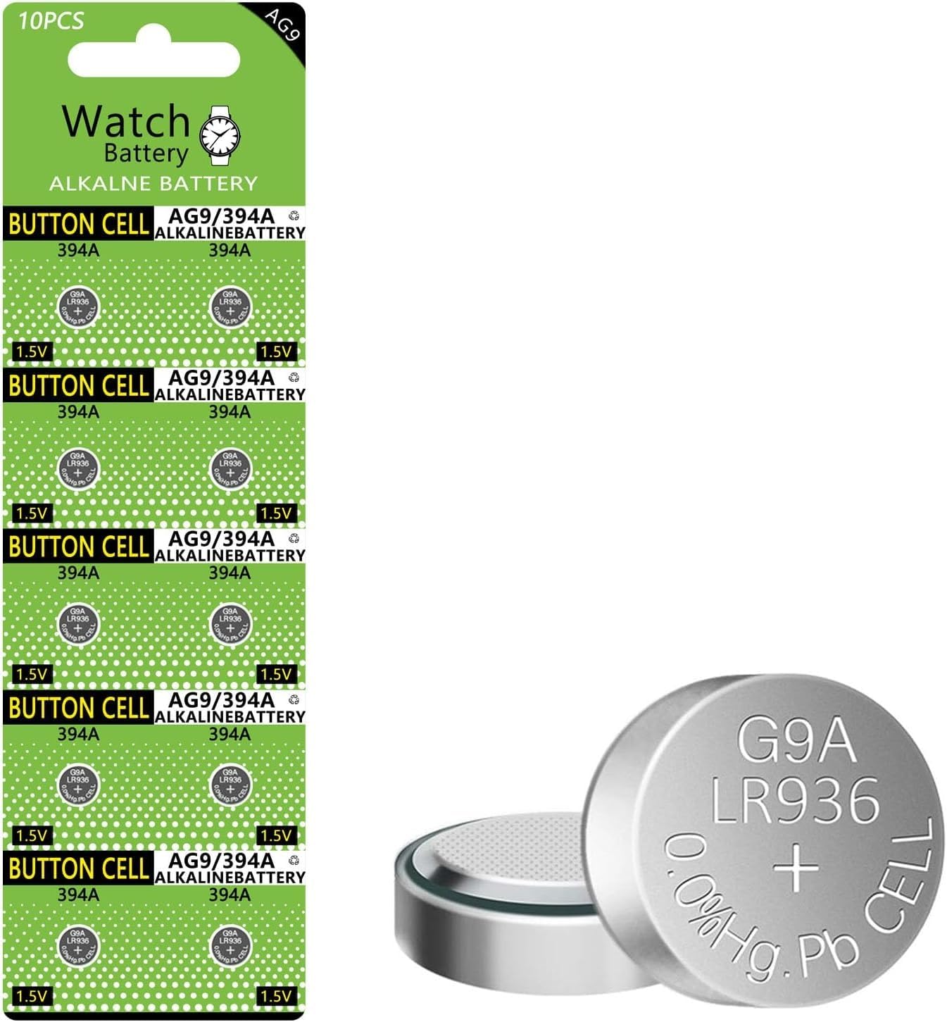 T&amp;E AG9 SR936SW LR936 LR45 394 -Hoge Capaciteit- Alkaline -Knoopcelbatterij