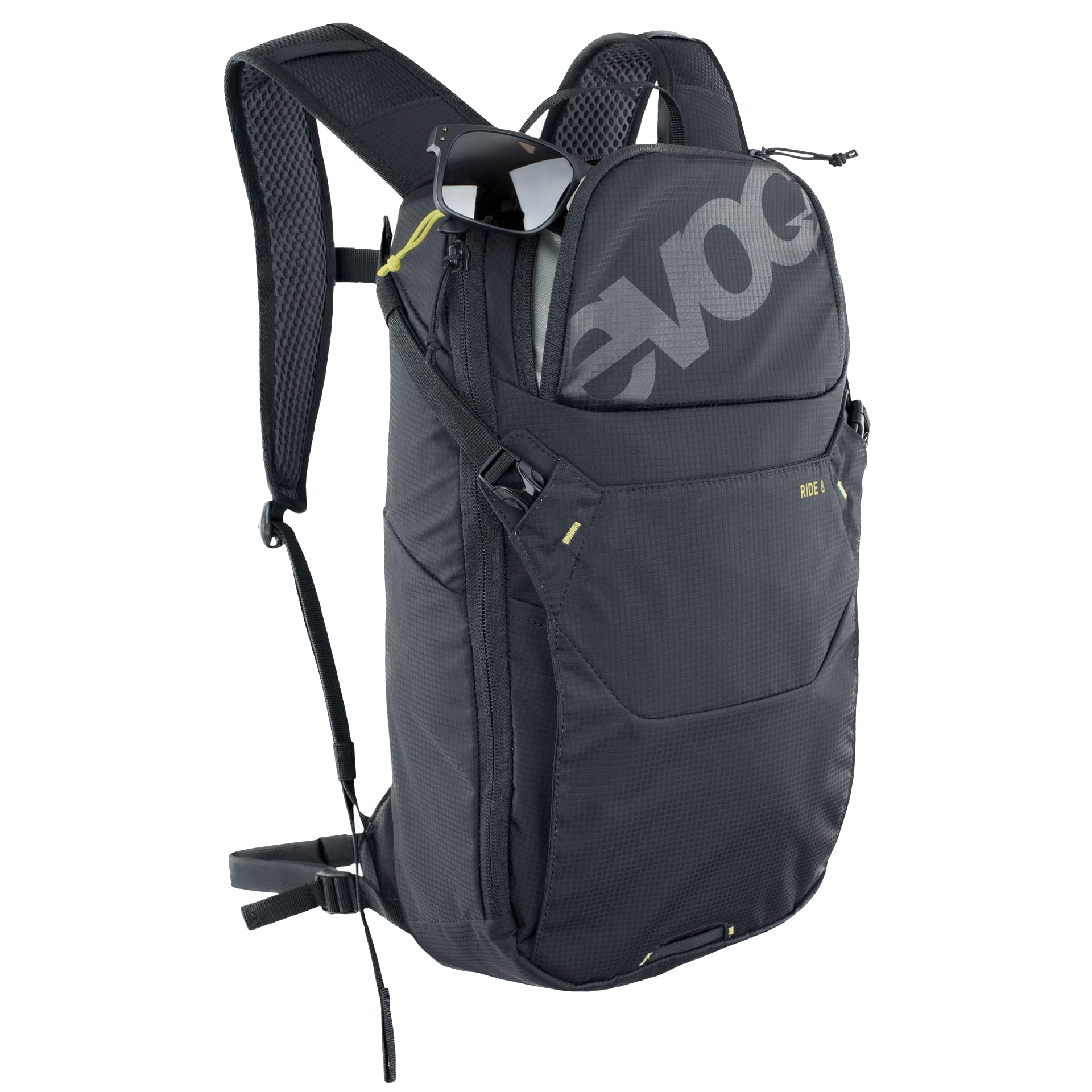 EVOC RIDE 8 Zaino da bici, zaino da trekking (zaino con intelligente sistema di gestione delle tasche, imbottitura posteriore AIR-PAD, borsa da bici)