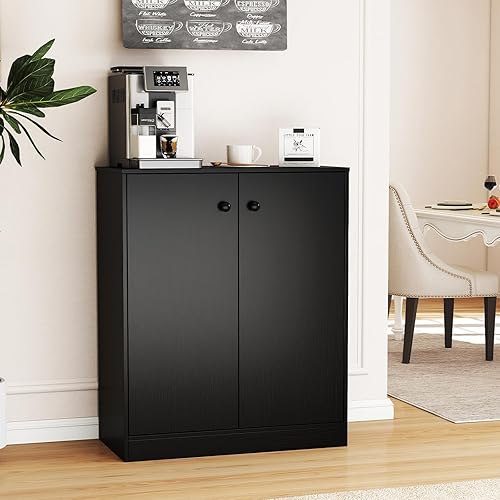 Miniatura 5 de LOKO 2-Door Storage Cabinet, Modern Floor Cabinet with 3-Tier Shelf, Freestanding Side Cabinet with Anti-Toppling Device, Storage Organizer for