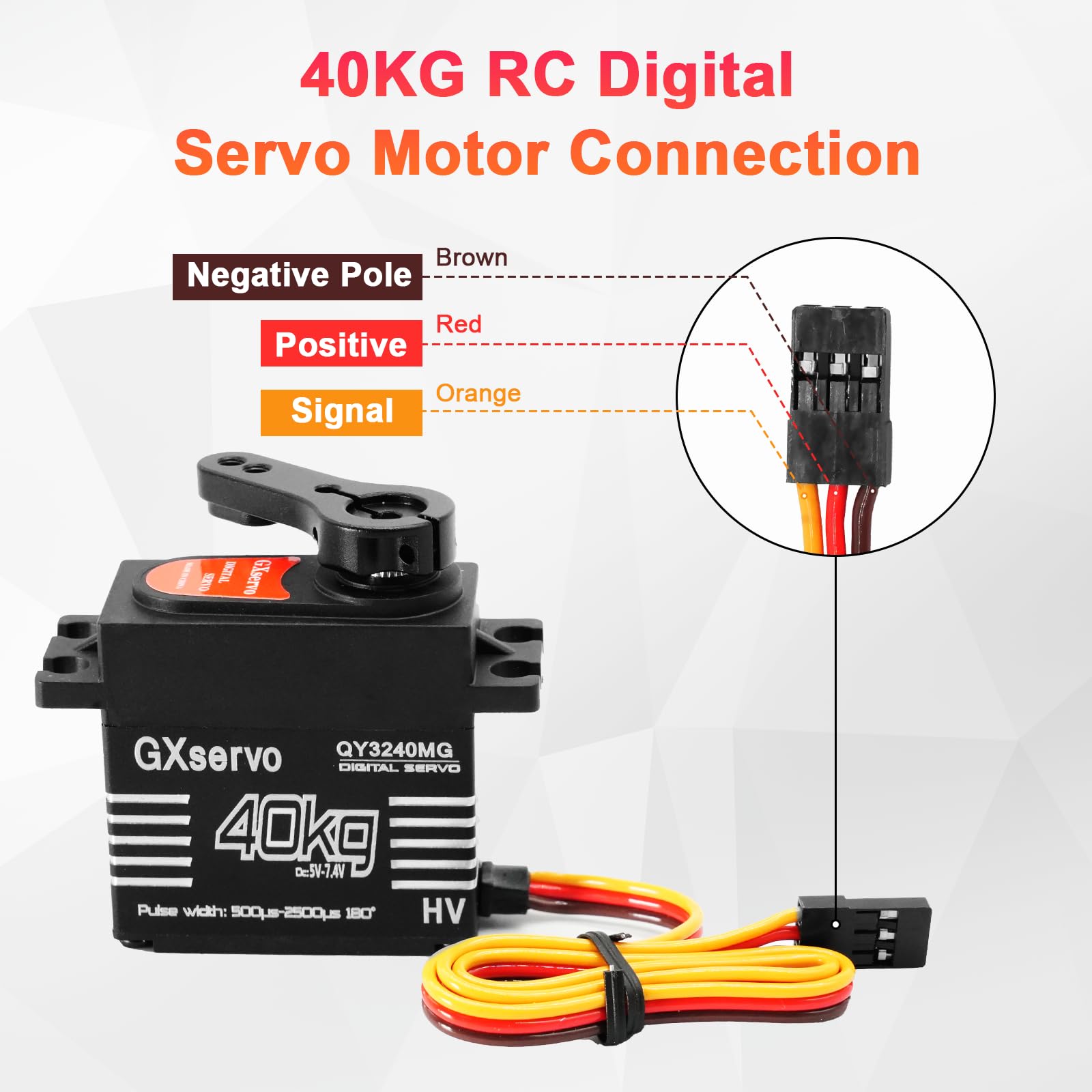 2PCS 40KG RC Servo Digitale Metal Servomotore Digitale RC Servo con Ingranaggi in Metallo per Auto RC 1/10 1/8 Elicottero compatibile con Arduino