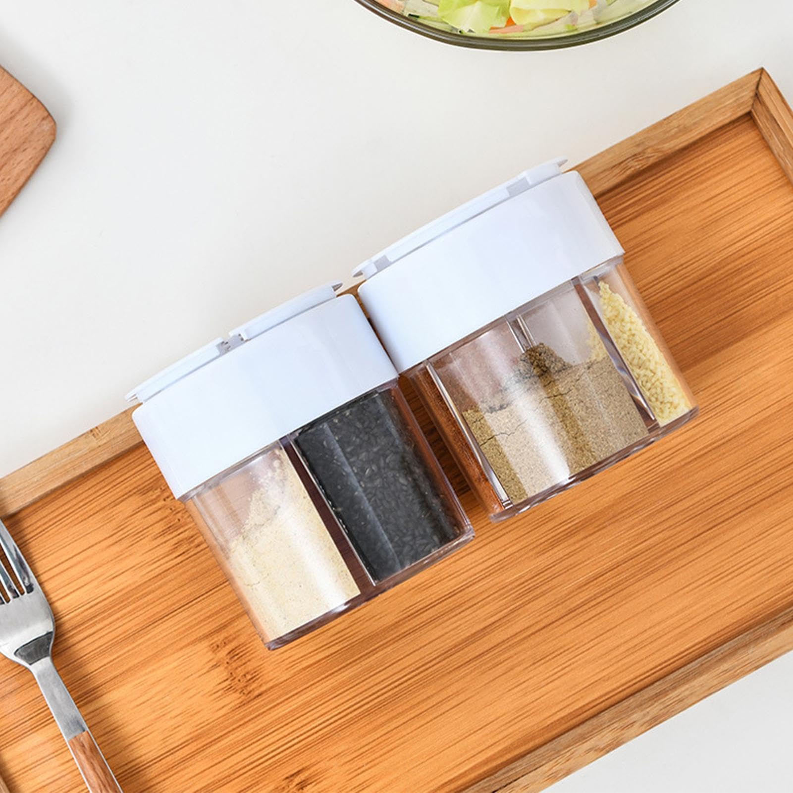 Qiwieod Salière à épices 4 En 1, En Plastique, 4 En 1, Avec Couvercle, Distributeur D'épices, Pots à épices Avec Couvercle Pour Assaisonnement, Bouteilles De Poivre
