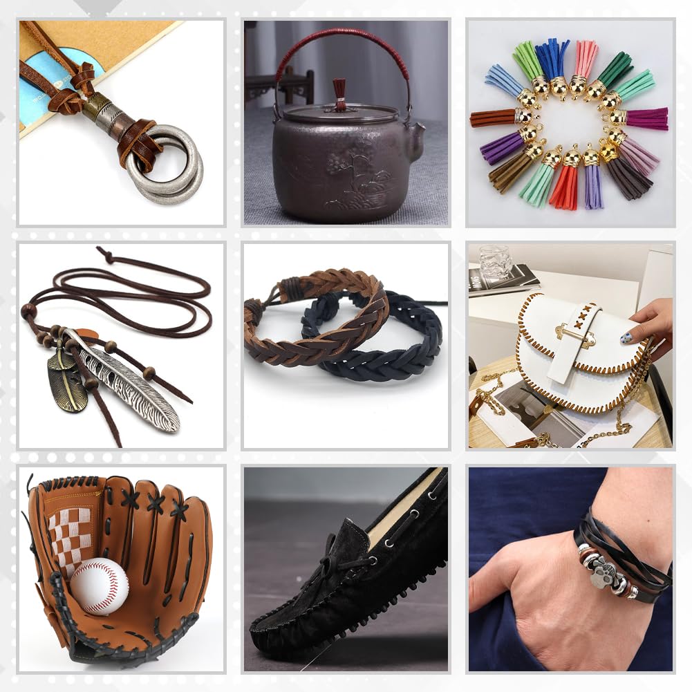 GORGECRAFT 5M x 3mm Platte Lederen Koord Lederen Strip 2mm Dikke Zwarte Koeienhuid Lederen String Strap Vlechten Draad Touw Voor Armbanden Nekakel Kralen Sieraden Maken Boot Kant Riemen DIY Ambachten