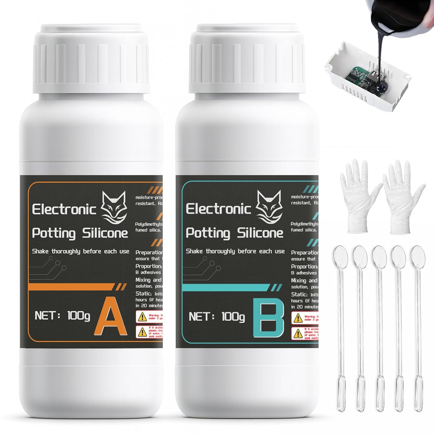 200ml Potting Compound for Electronics, Silicone Conformal Coating, Insulating, Moisture-Proof, Dustproof, Conformal Coating for Protecting Electronic Components (Black)