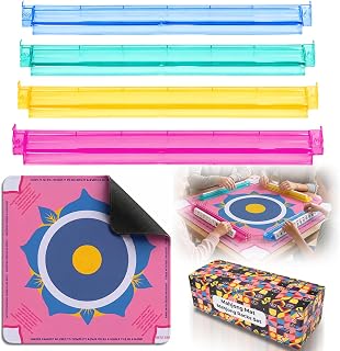 Mahjong Mat with 4 Pushers Racks Set, American Mahjong Mat and Racks