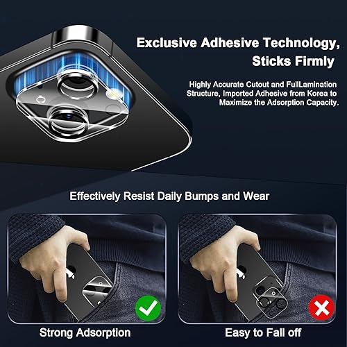 Miniatura 4 de 4 Pack Camera Lens Protector for iPhone 15 6.1"  iPhone 15 Plus 6.7", Tempered Glass Camera Cover, HD Clear, Anti-Scratch, Strong Adhesion Does not