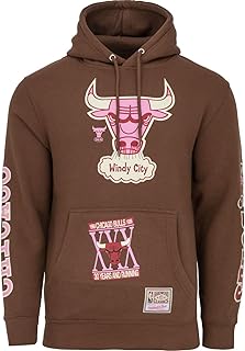 Mitchell & Ness Sudadera con capucha de forro polar, diseño de los Chicago Bulls