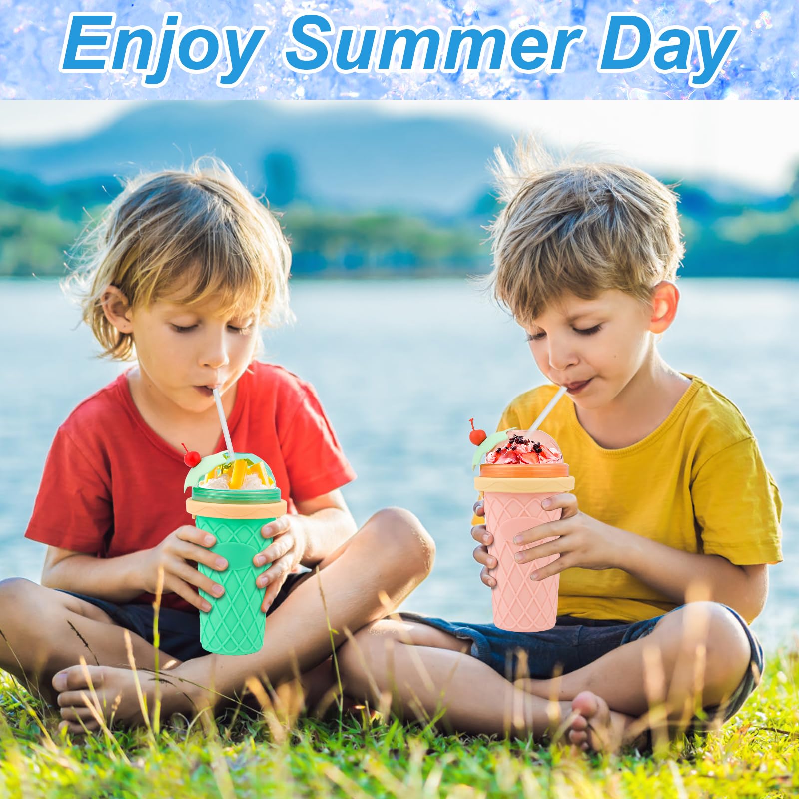 Slushy Maker, Glovios 330ML Slushymaker Mug di Silicone, Quick Frozen Slushy Cup, Slush Ice Maker per DIY Homemade Milk Shake Ice Cream, Rosa