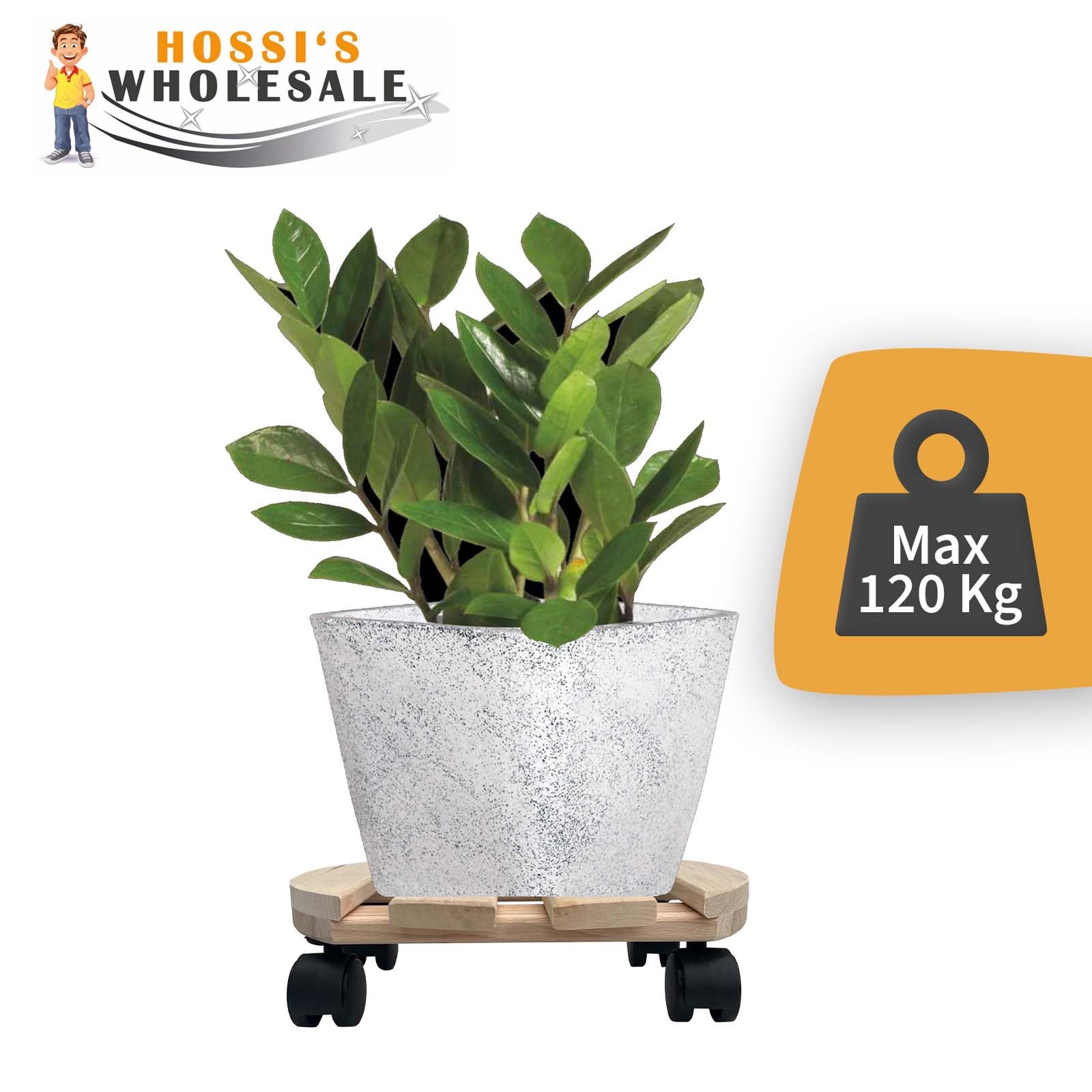 10x Dessous de plat à roulettes rond Rouleau à plantes 30x30 cm - charge max. 120 kg - en bois de hêtre - Stable & robuste - Pour pots de plantes, meubles & objets lourds