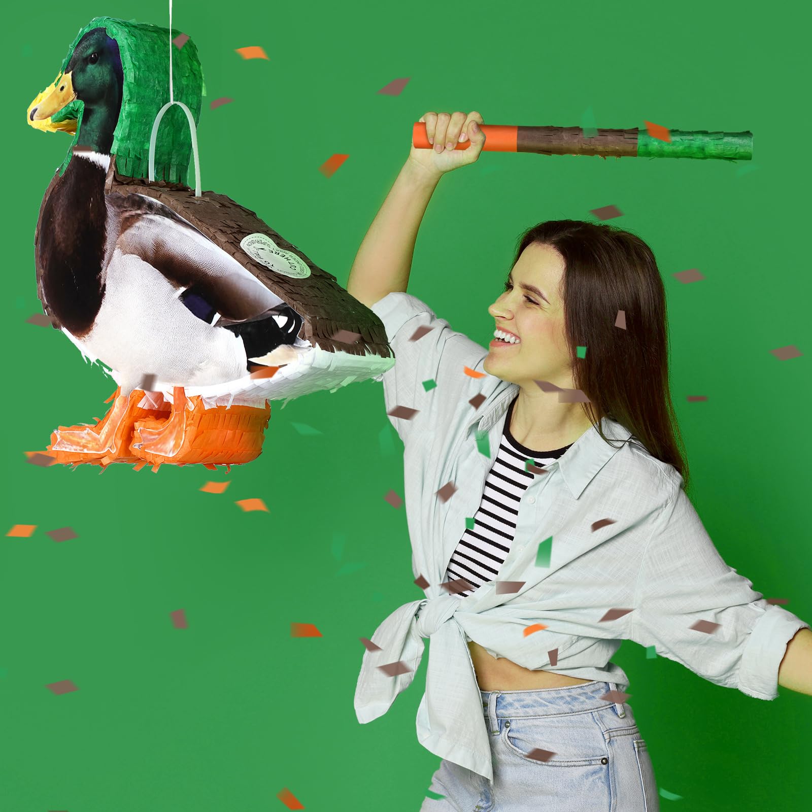 Leyndo Mallard Ducks - Juego de piñata para fiesta de cumpleaños, piñata de patos Mallard con confeti vendado para adultos, regalo para adultos, decoraciones de animales de verano, accesorios de juego