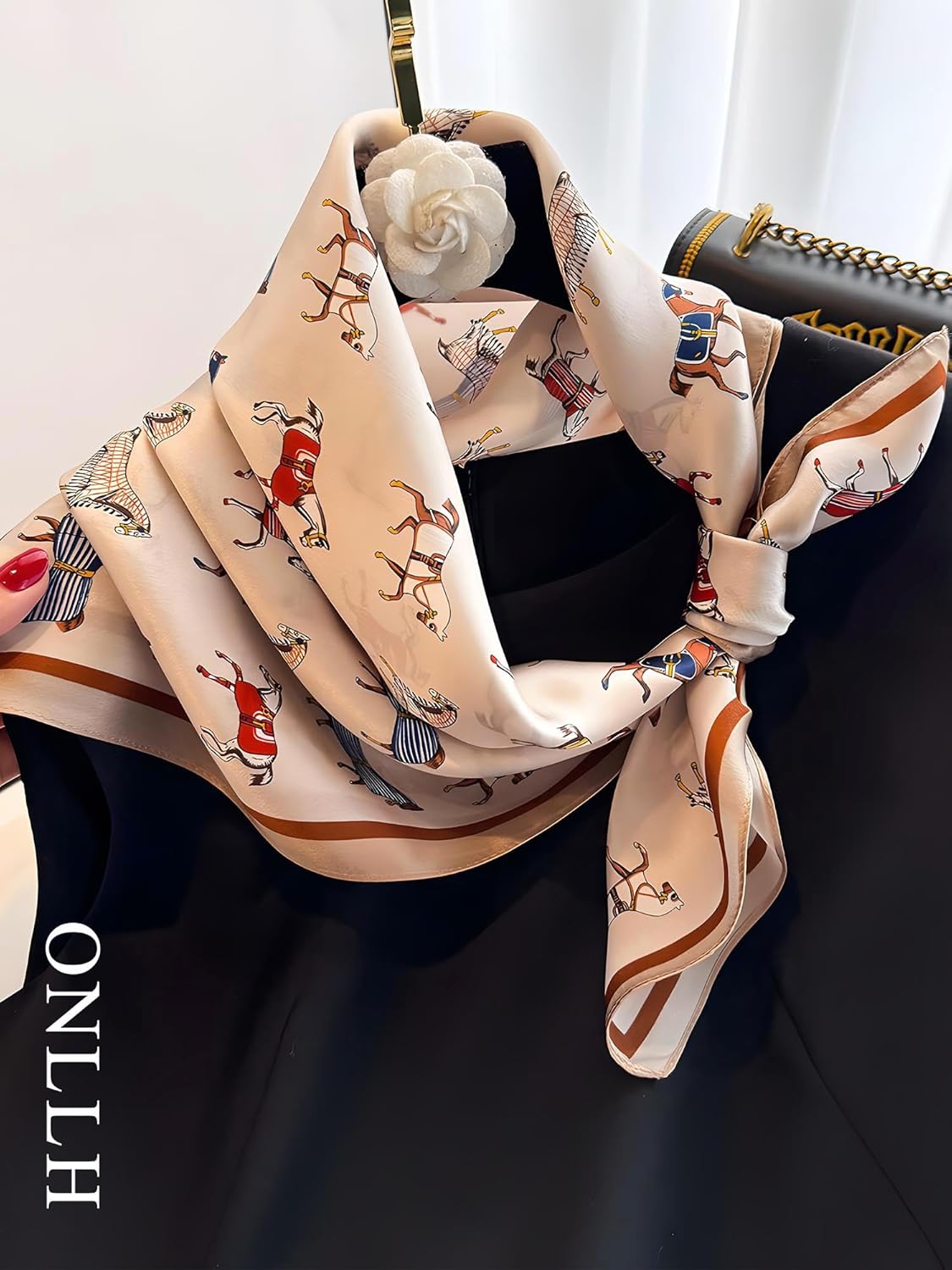 100% Mulberry Silk Scarf for Women Hair Lightweight Square Neckerchief Wrap For Head Scarves 21" - Image 3