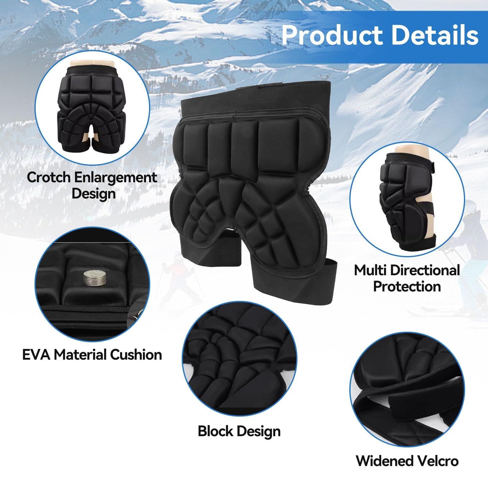 Short de Protection Rembourré en EVA 3D pour Enfants Skateboard Snowboard Patinage