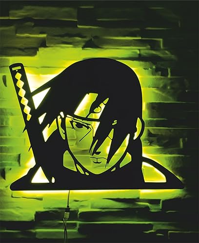 Miniatura 2 de Illuminated Anime Ninja Metal Wall Decor - Dynamic Anime Silhouette LED Wall Art - Anime Shadow Light-Up Wall Decor