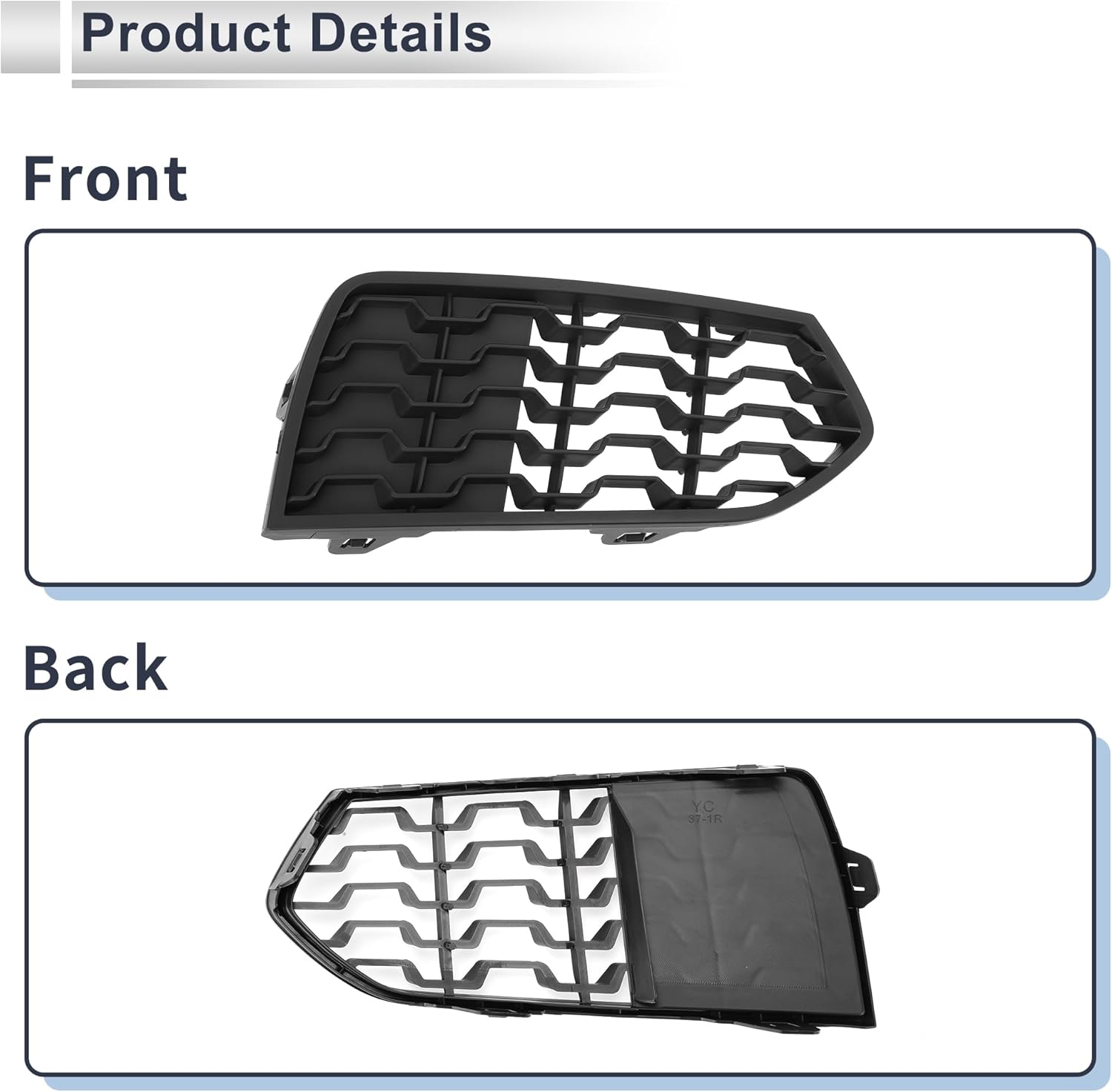 Front Right Fog Light Grill for BMW 2 Series F22 2012-2017 Front Lower Bumper Fog Light Cover Inserts No.51118056798 ABS 1pc - Image 5