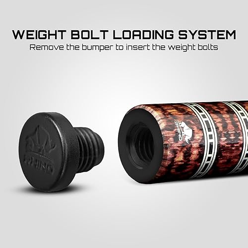 Miniatura 5 de RHINO Taco de billar retro - Cocobolo, Bocote, Ébano, Snakewood, Thuya - Envoltura de cuero de microfibra con relieve de cocodrilo - Junta de 38-8 -