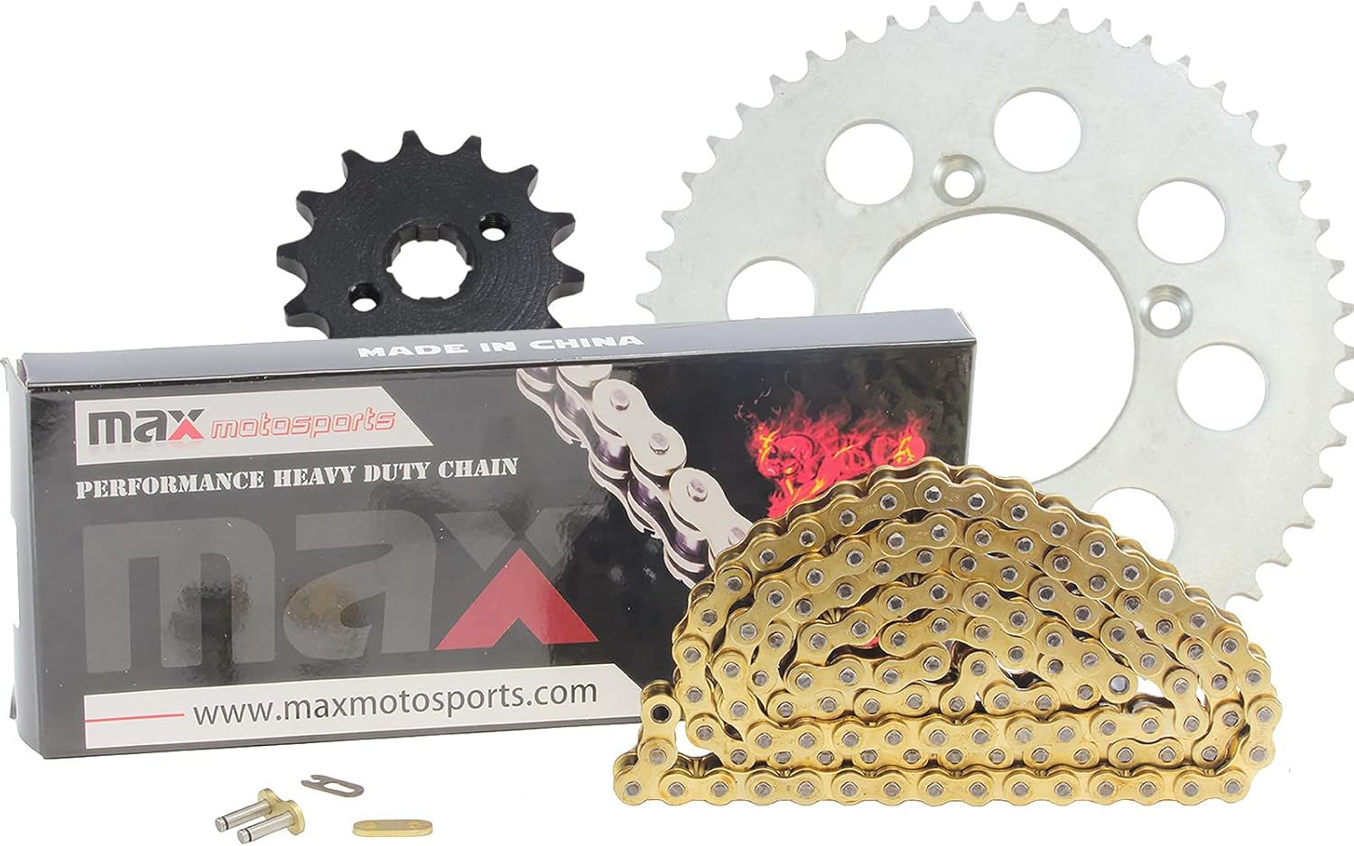 Max Motosports Drive Chain Sprockets Kit Gold 14/50 Teeth replacement for Honda XR100 1985-2003 / CRF100 2004-2013 (Gold)