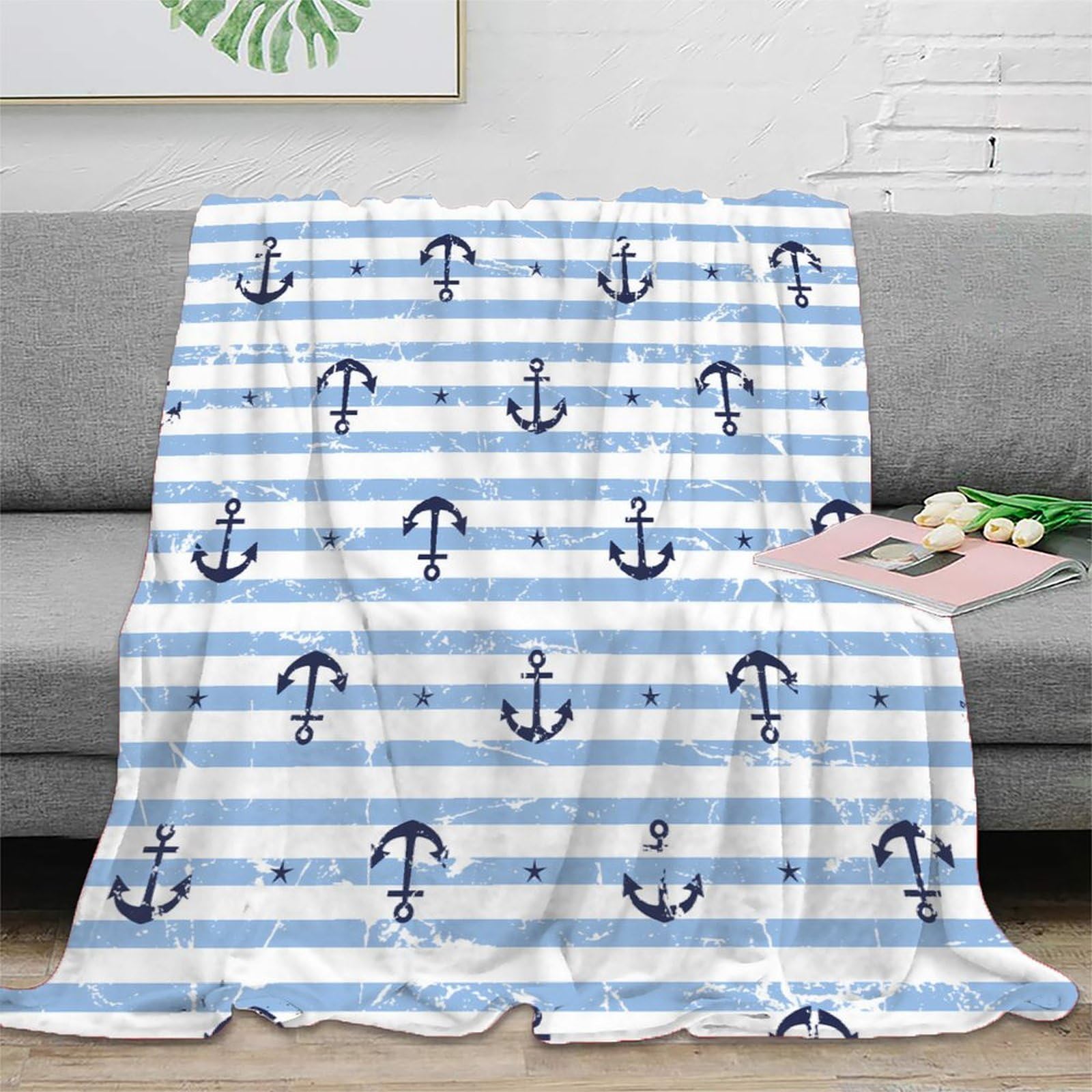 Couverture ancre marine de luxe jeté de canapé premium microfibre douce motif 3D