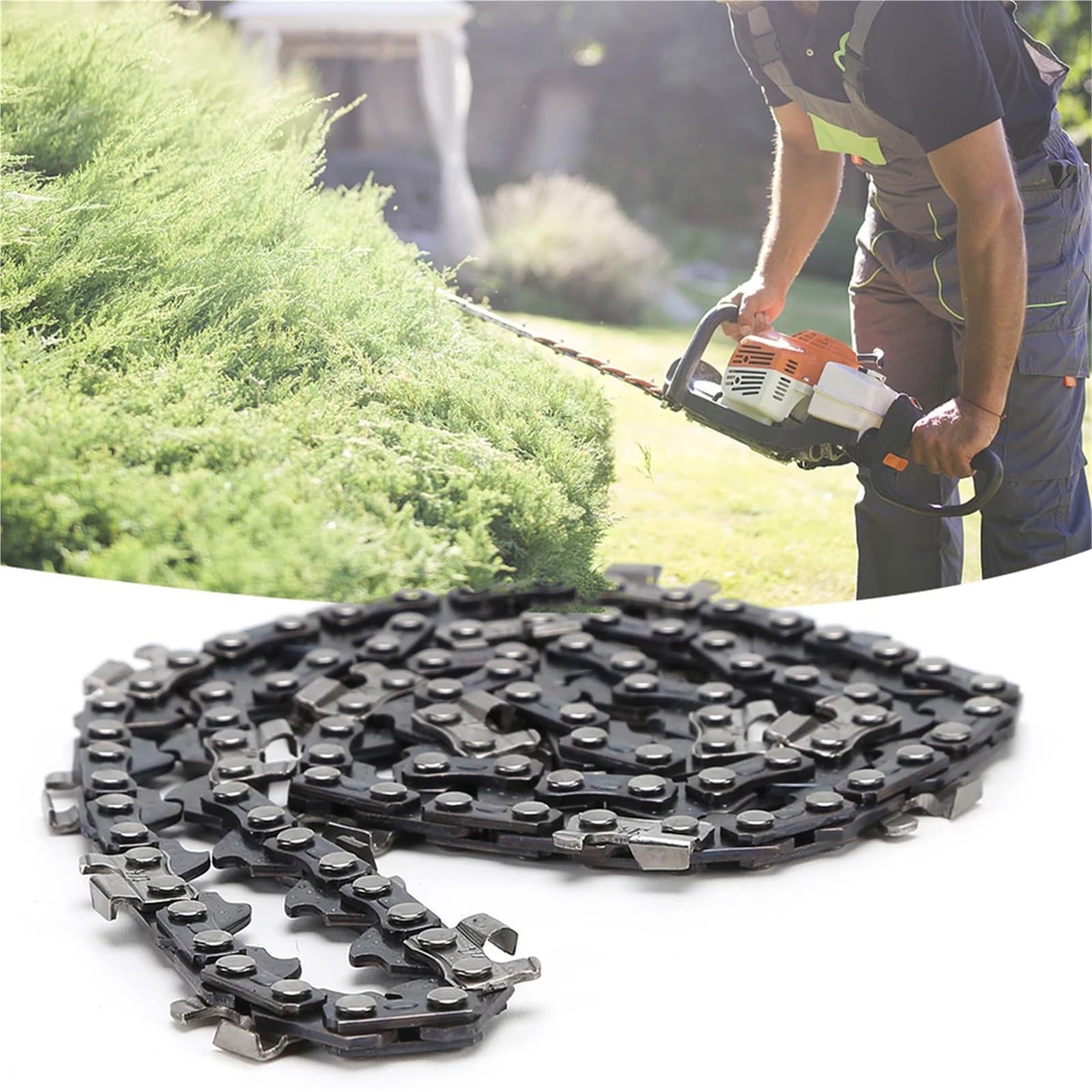 Cadena de motosierra Metal 12 pulgadas, 22 dientes, 45 eslabones transmisión, repuestos sierra, cuchillas acero 3/8 pulgadas para corte Cadena de corte de madera(5pcs)