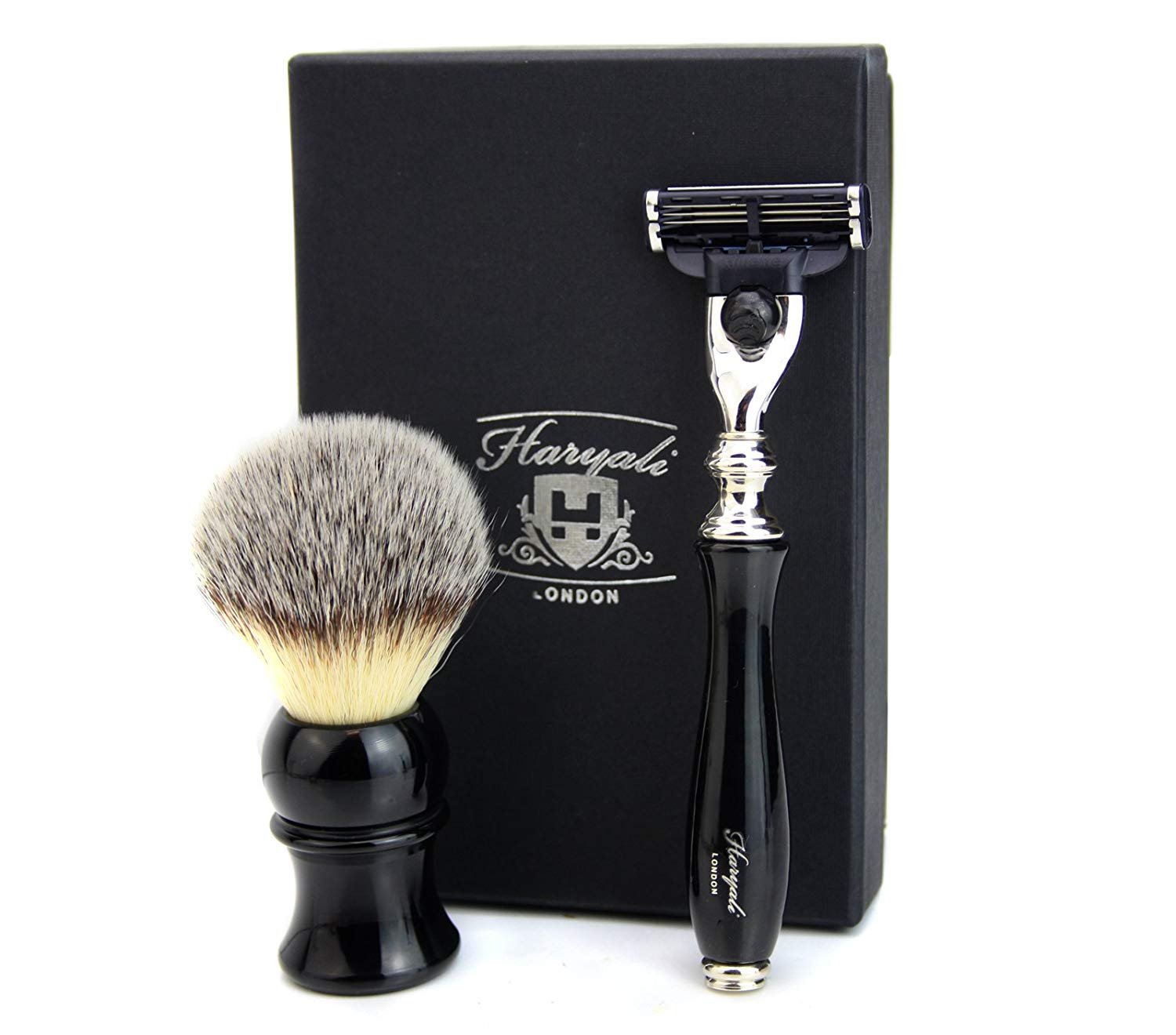 Rasur Duo - Pennello da barba con setole sintetiche e cartuccia triangolare, perfetto per l'uso quotidiano, ideale come regalo per ogni gentleman