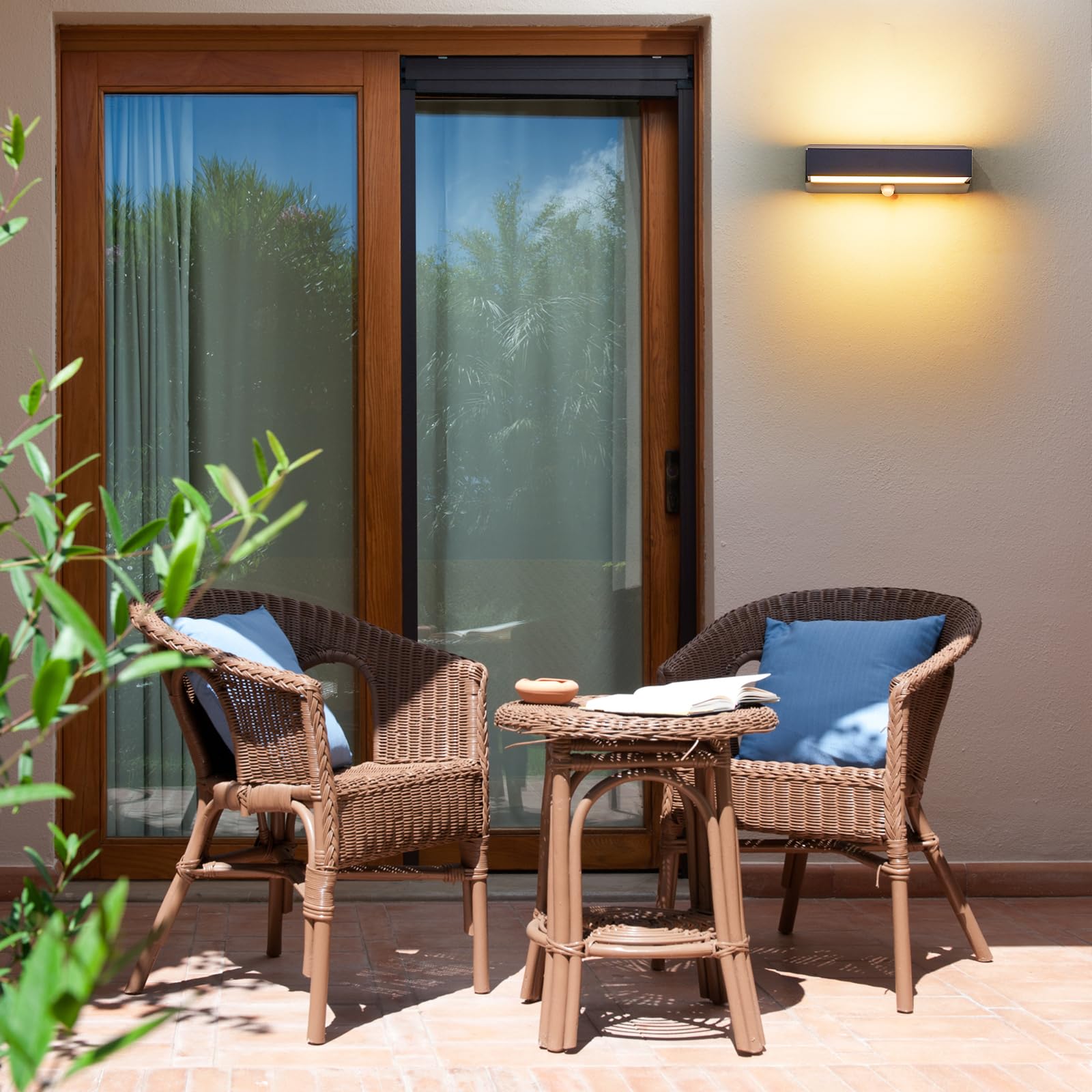 Applique da parete da esterno con sensore di movimento, moderna 11 W lampada da esterno a LED, IP65 lampada da esterno 3000 K Up Down illuminazione da parete esterna in alluminio, antracite