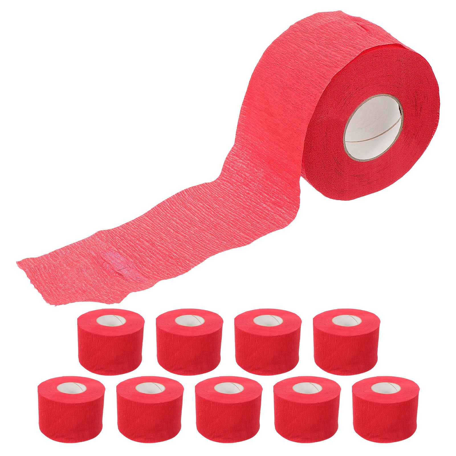 BETOOKY 10 Tiras Desechables de Papel para Cuello en Peluquería Color Rojo, Fácil de Rasgar Causar Molestias, Ideales para Barberías Profesionales y Cortes en Casa