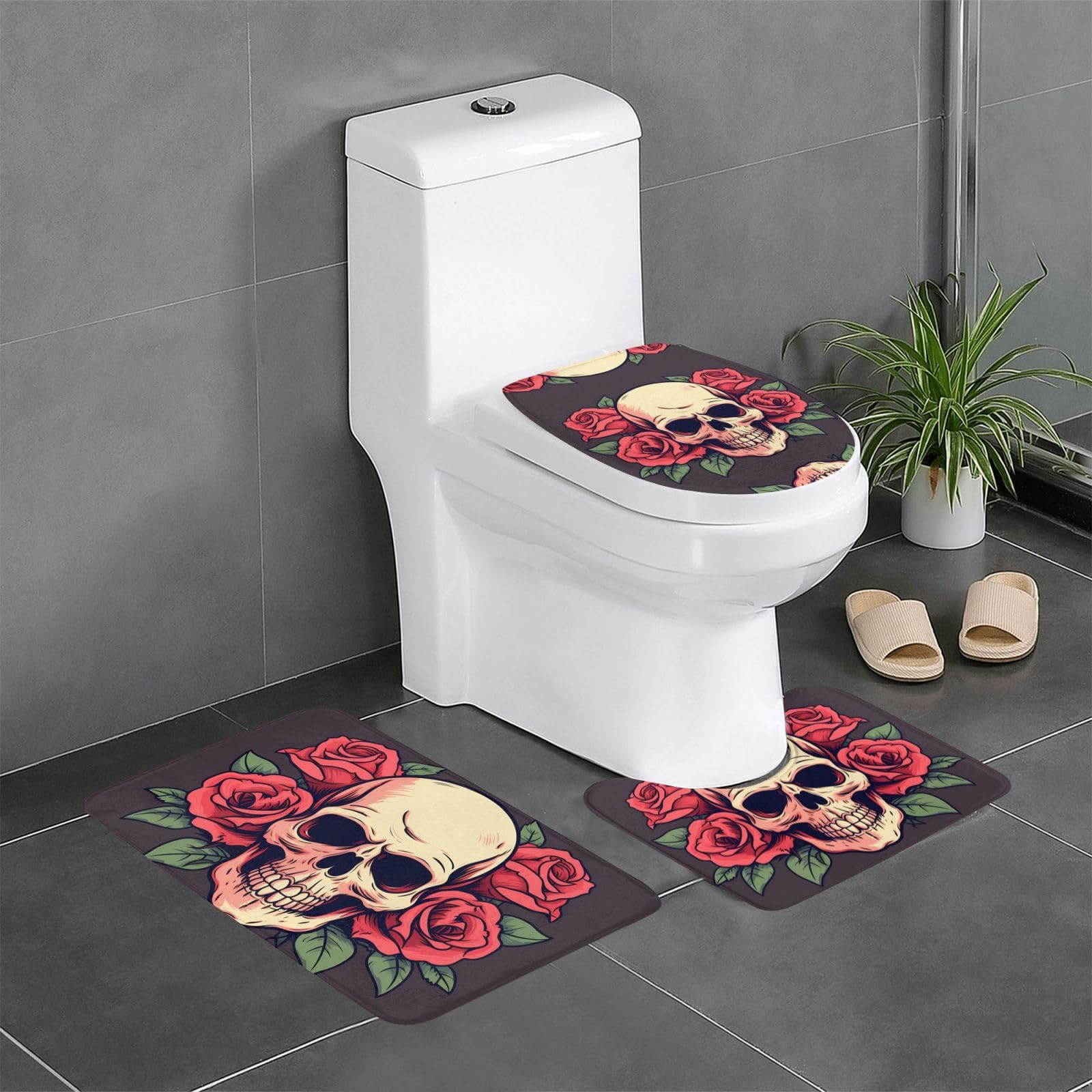 Tapis de salle de bain crâne et roses pour transformer l'ambiance de votre maison