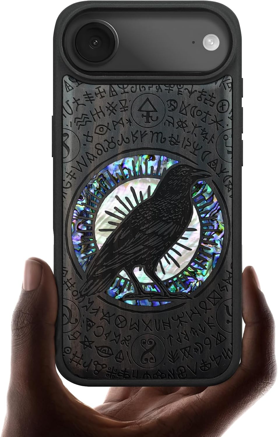 Carveit Magnetic Case for iPhone Air Case, Wood Artisan Engraved & Handmade Shell Inlaid, TPU Shockproof Cover, Compatible with MagSafe 17 Air Wireless Chargers (The Maori Turtle-Blackwood)