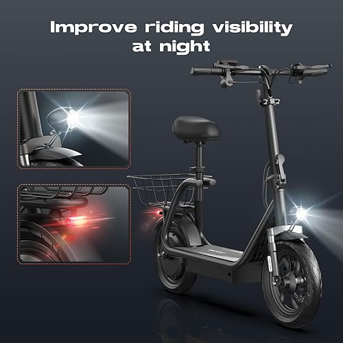 Miniatura 4 de Caroma Peak - Patinete eléctrico de 819 W con asiento, scooter eléctrico de neumático de 14 pulgadas para adultos, batería de 48 V de hasta 25