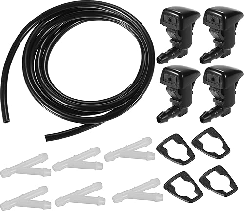 Boquilla para limpiaparabrisas para Ford Edge Durable No.7T4Z17603A Boquilla pulverizadora para lavadora de parabrisas frontal negro con manguera y