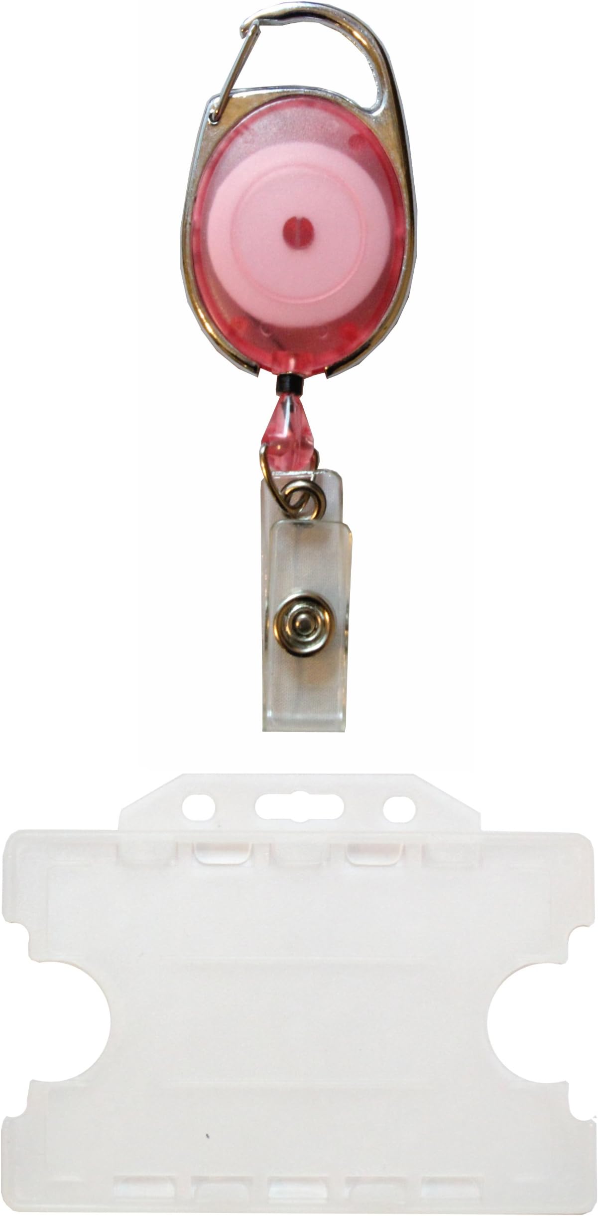 Customcard Retractable Badge Reel with Double Sided Opaque ID Card Holder - Pink