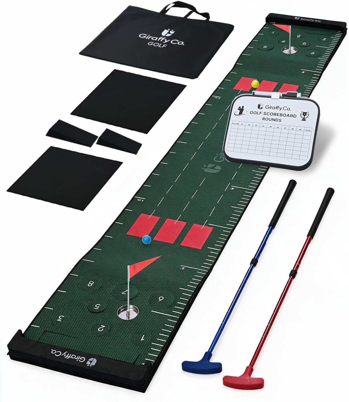 – GIRAFFYCO Golf Putting Mat Set, Indoor Golf Game for Family, Party & Office
