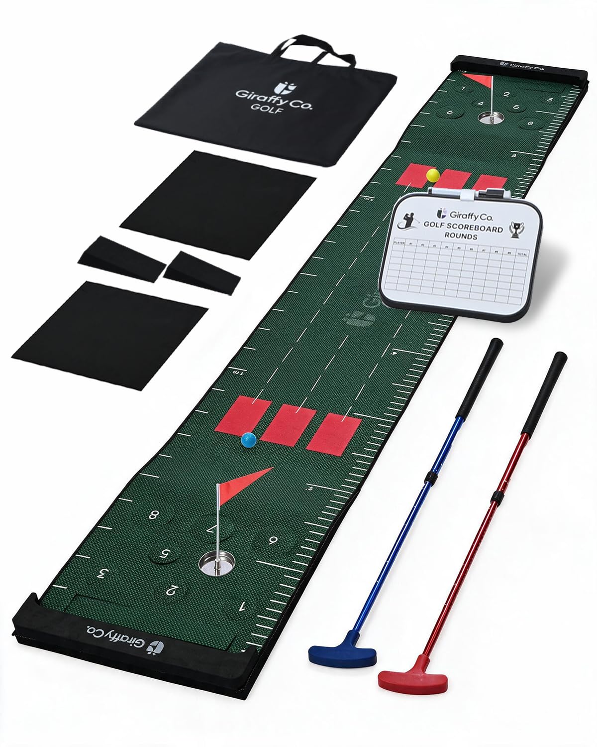 GIRAFFYCO Golf Putting Matte Set, Indoor Golfspiel Familie, Party & Büro