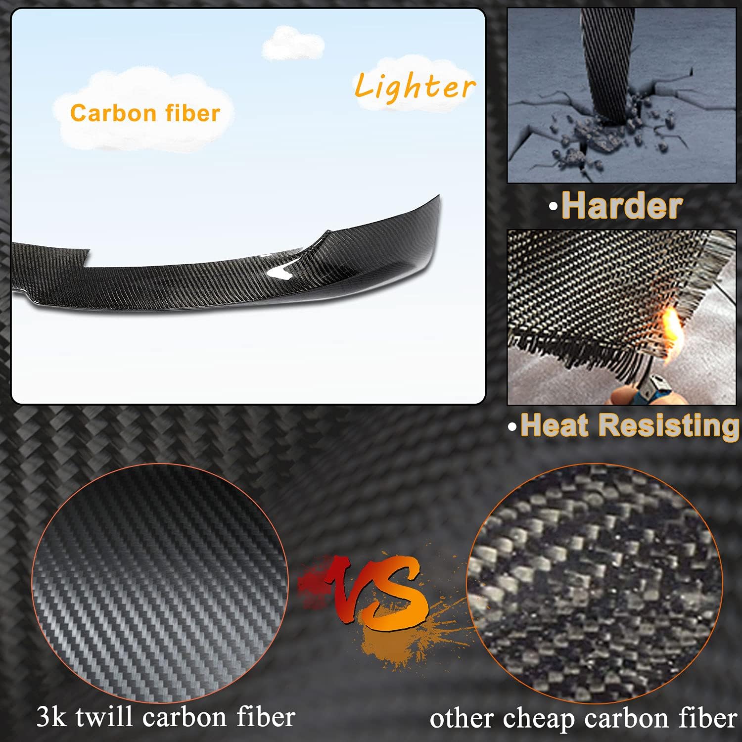 MCARCAR KIT Carbon Fiber Front Bumper Lip Fits for Tesla Model 3 Sedan 2016-2022 Chin Spoiler Splitter Protector Add-on Factory Outlet (Style A, Carbon Fiber)