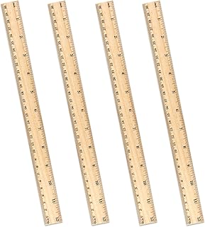 4-Pack Wooden Measuring Rulers – 12 Inch / 30 cm Dual-Sided Wood Ruler Set for Students, Teachers, Office & School Use