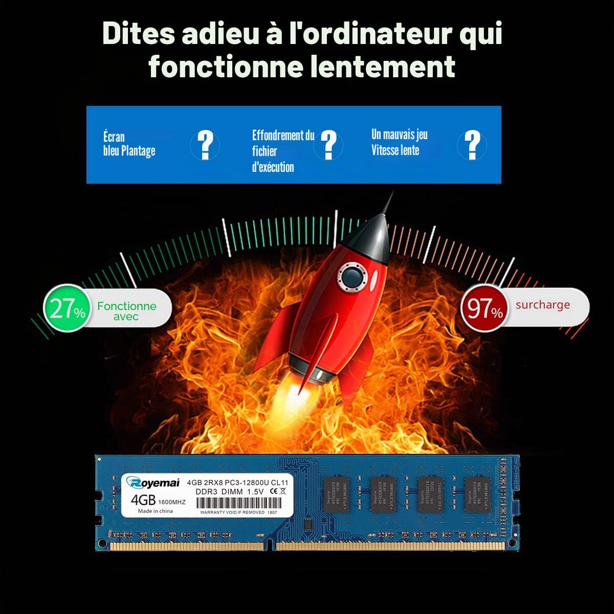 DUOMEIQI 8go kit 2 x 4go ddr3-1600 udimm ram, 4 GO 2RX8 PC3-12800U-11 240PIN DIMM SDRAM Non ECC MÉMOIRE DE Bureau 1.5V