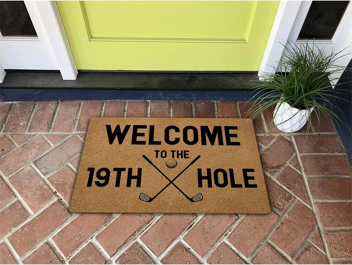 Funny Welcome Doormat Personalized Rugs Welcome To The 19th Hole Golf Doormat 15.9"(W) X 23.7"(L)Anti-Slip Rubber Back Doormats House Warming Gift Rugs For The Entrance Way Front Porch Patio Decor