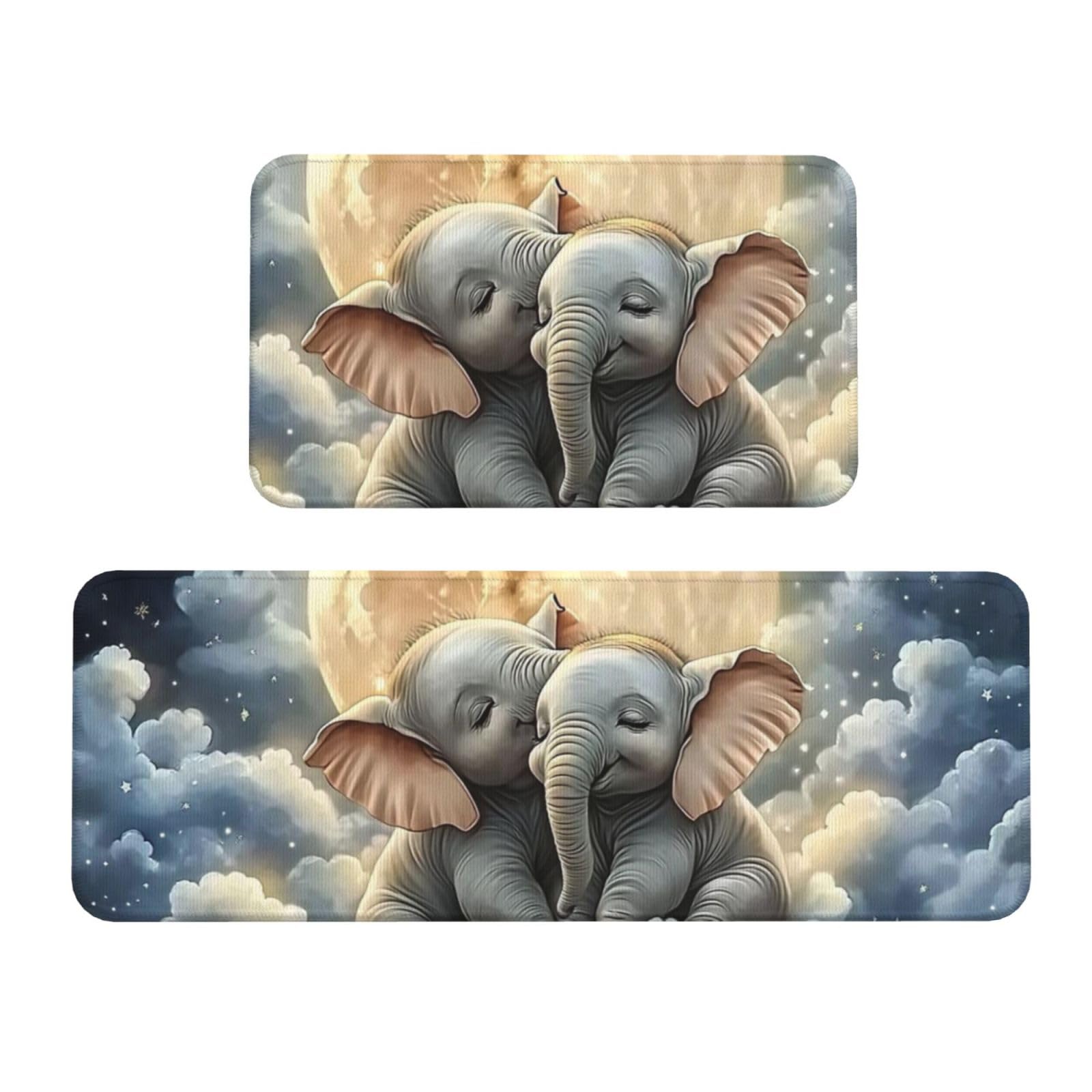 Tapetes de cocina acolchados para aliviar la fatiga con diseño de elefante