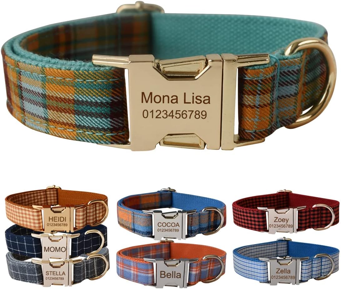 Personalised Dog Collar With Metal Buckle, Customized Pet Tags with Name Phone Number Address